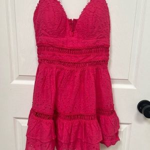 Chicways Hot Pink Eyelet Strappy Dress Size Small Gorgeous